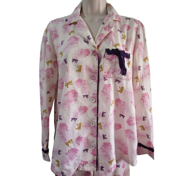 Victoria's Secret Gold Label Feather Bow Ribbon Pajama Set Ladies XS Dee Damage - Picture 12 of 16
